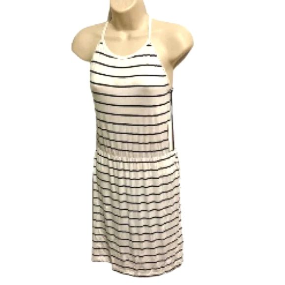 Romper Dress Blue White Stripes Nautical Summer by EMME JORDON Womens Small - Picture 2 of 13